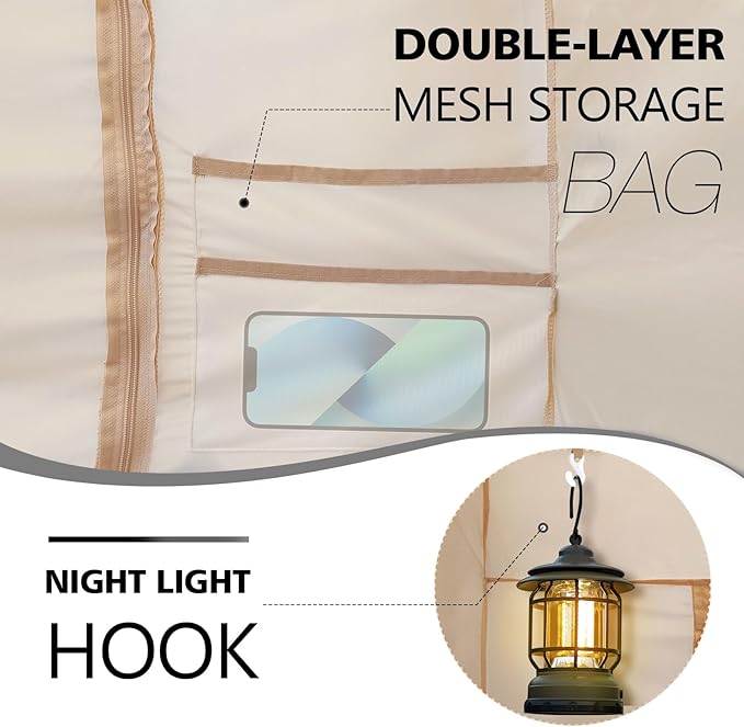 Bed Tent Bed Canopy Queen Size Tents for Adult and Kids- Original Design Portable Dream Tent Indoor Sleeping 80% Blackout with 3 Doors Breathable Big Space Tents