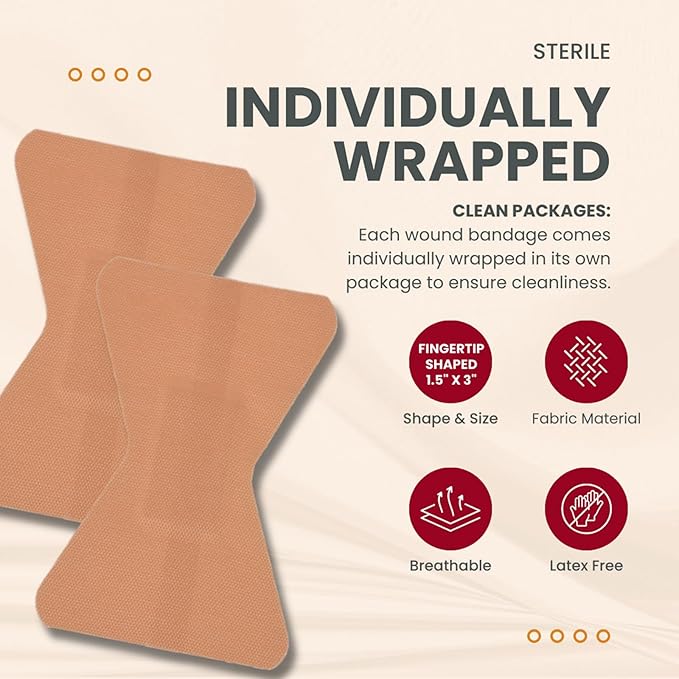 Dealmed Fabric Fingertip Flexible Adhesive Bandages – 100 Count (1 Pack) Bandages with Non-Stick Pad, Latex Free, Wound Care for First Aid Kit, 1 3/4" x 3"