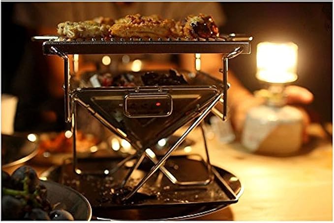 CAMPINGMOON Tabletop Small Charcoal Grill Mini Portable Fire Pit 9.65-inch Stainless Steel with Carrying Bag X-MINI-PRO