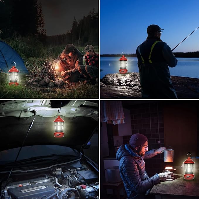 Camping Lamp, COB Lantern for Power Outage, Emergency Supplies, Suitable for Indoor and Outdoor, Portable Red