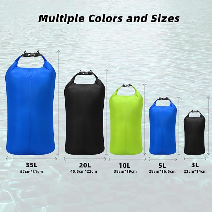 Desoto Waterproof Dry Bag - Roll Top Waterproof Backpack Sack Keeps Gear Dry, PU5000mm, for Kayaking,Boating, Hiking, Camping (Blue, 35L)