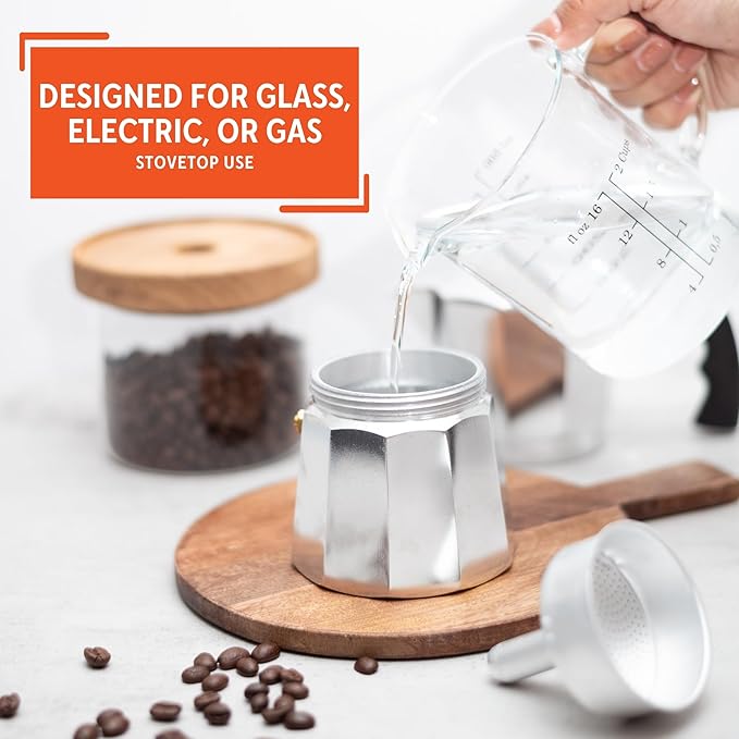 IMUSA USA B120-41V Aluminum Espresso Stovetop Coffeemaker 1-cup, Silver