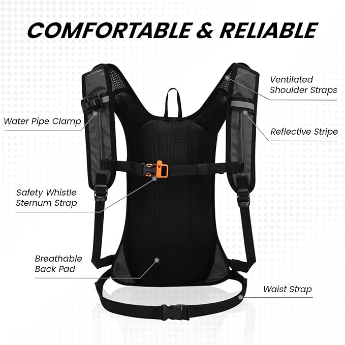 Nepest Hydration Pack Backpack for Women & Men, Lightweight Water Backpack with 2L Water Bladder for Hiking Cycling Running Biking