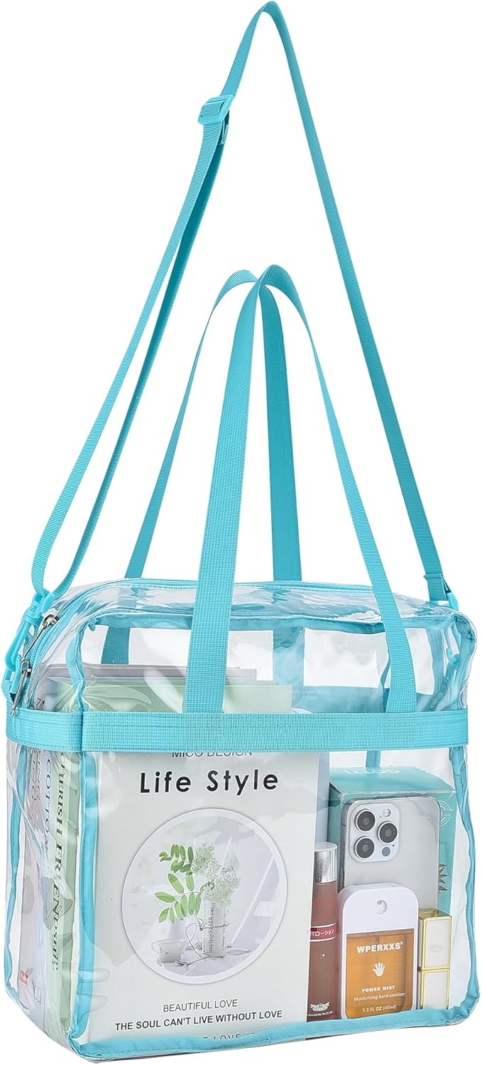 USPECLARE Clear Tote Stadium Approved, Security Travel & Gym Clear Bag for Work Sports Games Concerts