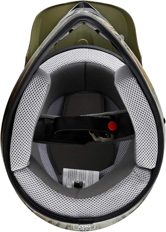 TCT-MOTORPARTS DOT Youth Kids Motocross ATV Helmets Offroad Street Dirt Bike Go-Kart BMX MX Full Face Helmet Forest Large Size