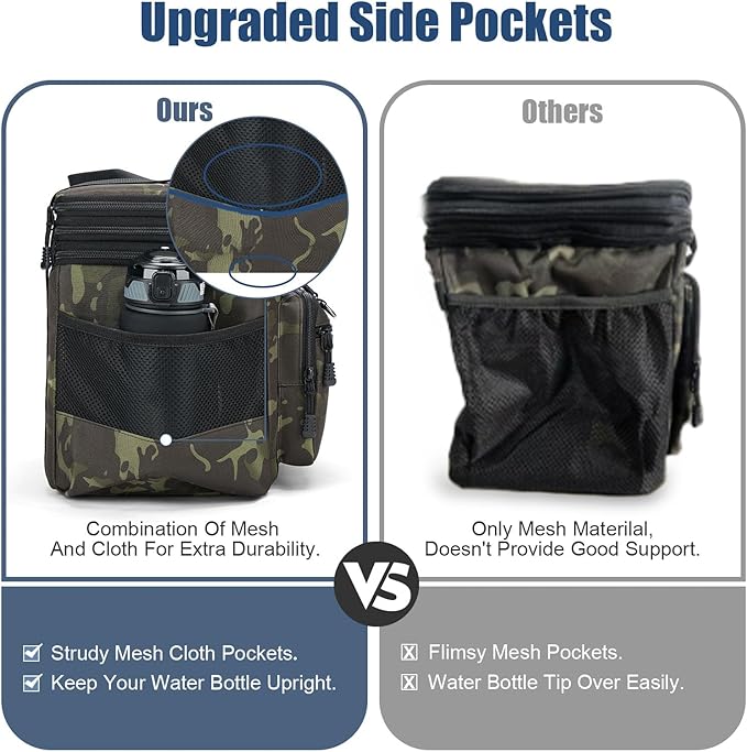 Insulated Lunch Box for Men/Women: Reusable Lunch Bag for Work Office Daytrip Picnic Beach - Leakproof Cooler Tote Bag Organizer for Adults - Black Camo