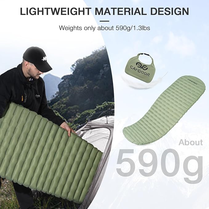 Sleeping Pads for Camping, Ultralight Sleeping Pad Insulated 6.8 R-Value Inflatable Sleeping Pads Compact for Camping Backpacking Hiking Traveling Tent