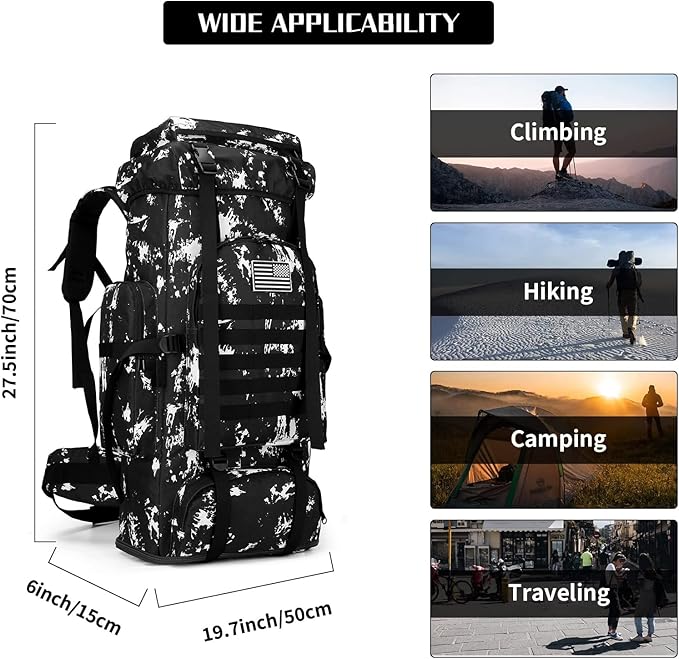 Hiking Backpack for Men 70L/100L Camping Backpack Military Rucksack Molle 3 Days Assault Pack for Climbing
