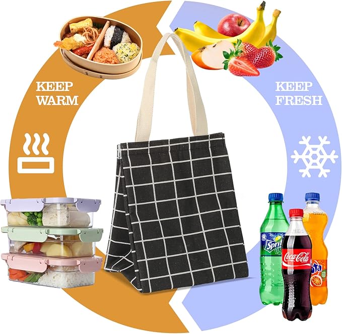 Berlune 20 Pcs Insulated Lunch Bag Bulk 8.3 x 6.7 x 10.24 Inch Reusable Portable Lunch Tote with Aluminum Foil Thermal Cooler Bag for Kids Women Men Office School Picnic, 10 Styles