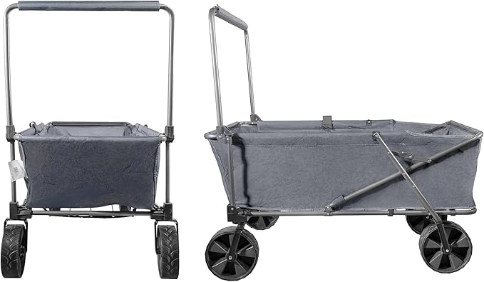 Zenithen Foldable Jumbo Folding Portable Wagon with X-Large All Terrain Wheels, Perfect for Camping, Beach Days, Picnics, Outdoor Recreation and Traveling, Grey