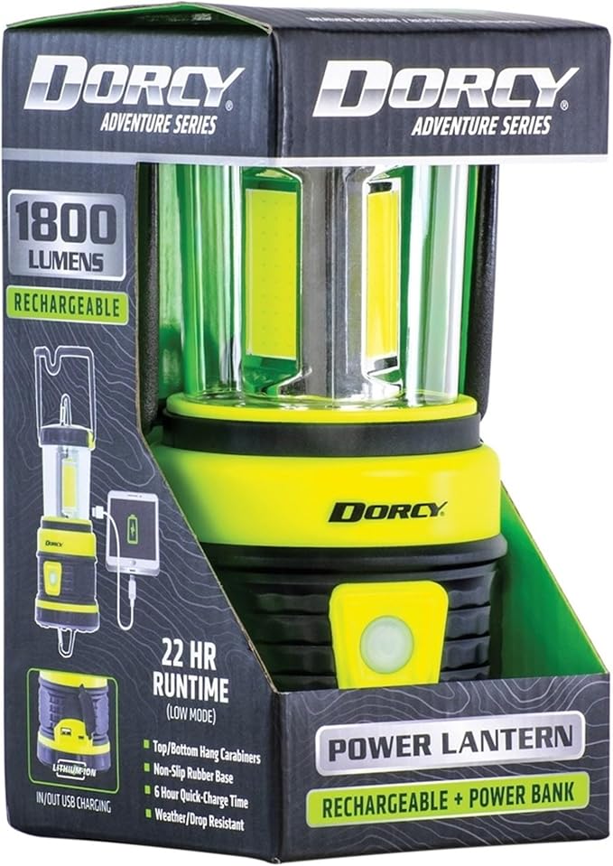 Dorcy 41-3125 1,800-Lumen Rechargeable Adventure Lantern, Multicolored