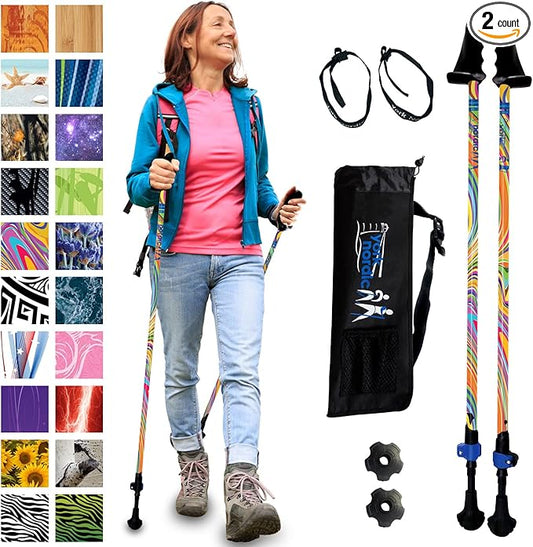 York Nordic Motivator Walking Poles for Balance and Rehab - Patented Stability Grips - Lightweight, Adjustable, and Collapsible - 2 Pieces Adjustable w/flip Locks - Heights 4'6" up to 6'2" - 230 lbs
