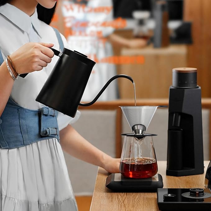 Pour Over Coffee Dripper Filter: Reusable Stainless Steel Coffee Filters - Metal Cone Filter Paperless Single Cup Coffee Maker 1-2 Cup with Double Mesh & Non-slip Cup Stand Sliver