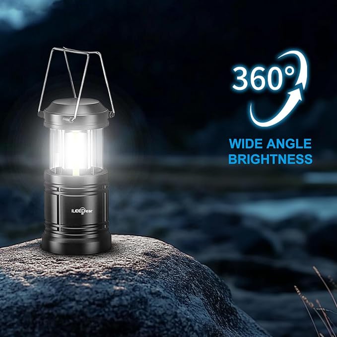 LED Camping Lantern, Battery Operated Lights, Adjustable Brightness for Camping, Power Outages, Emergencies, Outdoor Collapsible Lanterns, 4 Pack