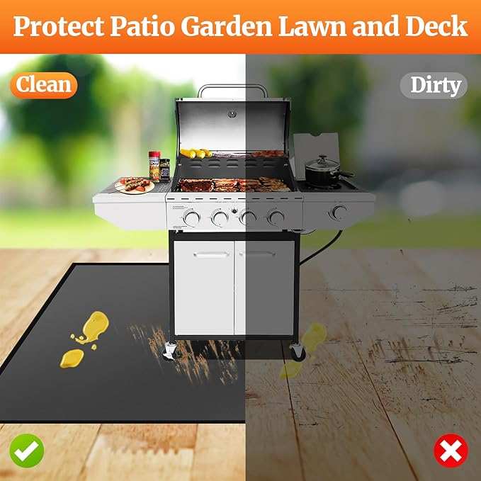 48 ×30 inches Under Grill Mat / Fire Pit Mat Fireproof Waterproof Oil-Proof, Fireproof Mat Fireplace Mat BBQ Mat Protect Mat for Deck Patio Grass Outdoor Charcoal, Flat Top, BBQ Smokers, Gas Grills