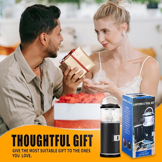 Father's Day Gifts for Dad, LED Camping Lanterns Battery Powered, Lantern with 15PCS Tool Kit, Camping Gifts for Men Husband Dad, Multitool Tool Kit Gifts for Camping, Fishing, Hiking, Lighting