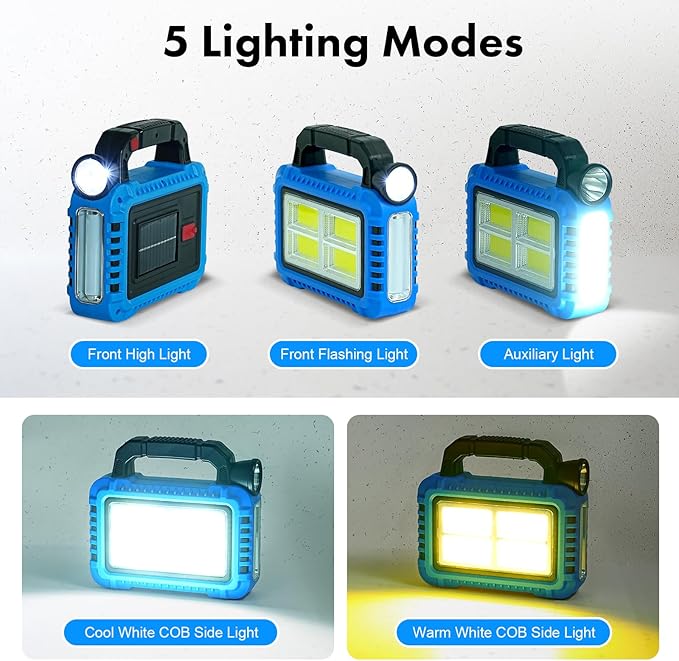 4 Pack Solar Lantern, LED Flashlight for Power Outages, Portable Camping Essentials Lights, Rechargeable Battery Powered Tent Lights for Emergency, Hurricane, Survival Kits, Operated Lamp