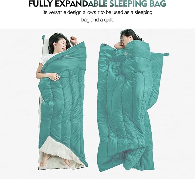 Ultralight Sleeping Bag - Envelope Lightweight Portable, Waterproof, Comfort with Compression Sack - Great for 3 Season Traveling, Camping, Hiking