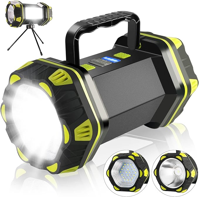 LED Camping Lantern Flashlight Spotlight Rechargeable Portable Super Bright Outdoor Emergency Light Searchlight Lamp Waterproof for Hiking Fishing Working Power Outages Hurricane