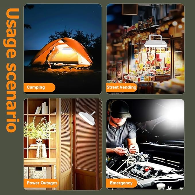 4500LM Solar Camping Light - Portable LED Camping Lantern Hanging IPX4 Waterproof Tent Lights, USB Rechargeable Outdoor Lamp for Camping, Hurricane, Emergency, Hiking, Power Outages (126LEDs)