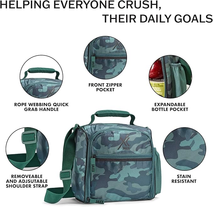 Fit & Fresh JAXX Meal Prep Lunch Box With Container For Men and Women, 5pc. Meal Prep Kit Lunch Bag With Containers Included