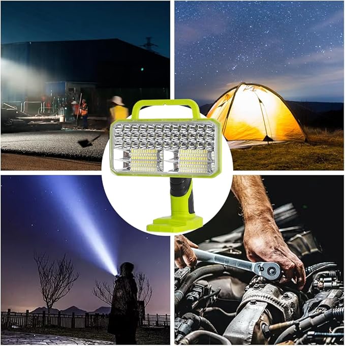 Work Light for RYOBI 18V Battery, 4200LM 40W Cordless LED Light Outdoor Jobsite Light Flashlight, 90 Degree Pivoting Head for Hiking Car Respir Camp Garage Emergrncy Lighting (Batteries Not Included)