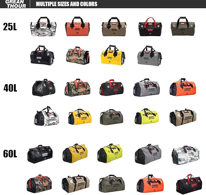 Motorcycle Dry Bag - Waterproof Motorcycle Duffle & Luggage Tail Bag Saddle Bags with Roll Top Closure, Large Storage Space，for Motorcycle Back Seat(Yellow, 60L)