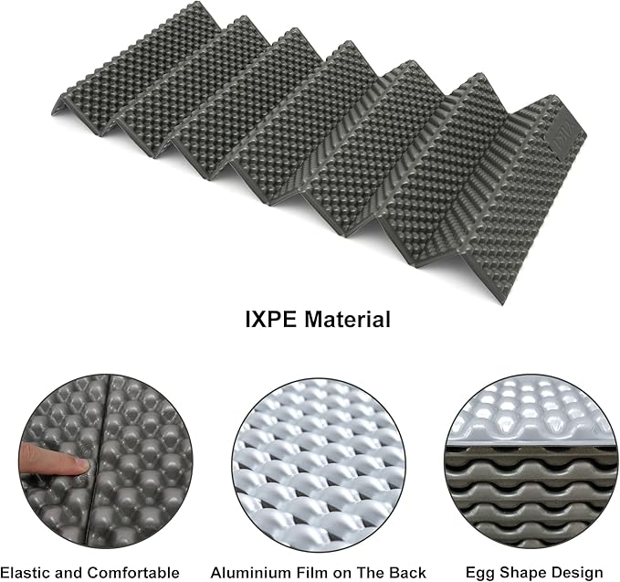 YIKI Closed Cell Foam Sleeping Pad for Camping, 72.8x22 inch, Ultralight Foldable Foam Sleeping Mat with Heat Reflective Layer, Waterproof Backpacking Pad for Hiking, Tent, Outdoor Use