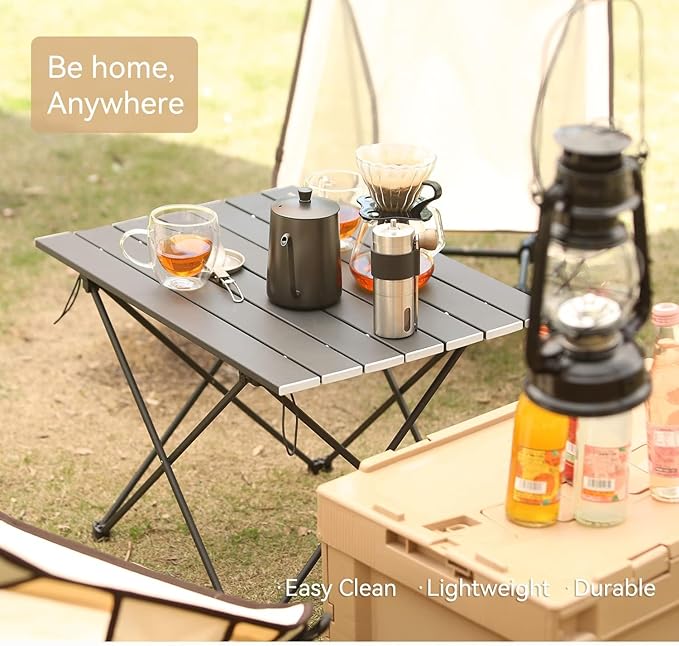 MOON LENCE Folding Beach Table, Small Folding Table, Outdoor Ultralight Aluminum Camping Table, Portable Compact Backpacking Table, Travel Table for Beach, Picnics, Cooking, Hiking