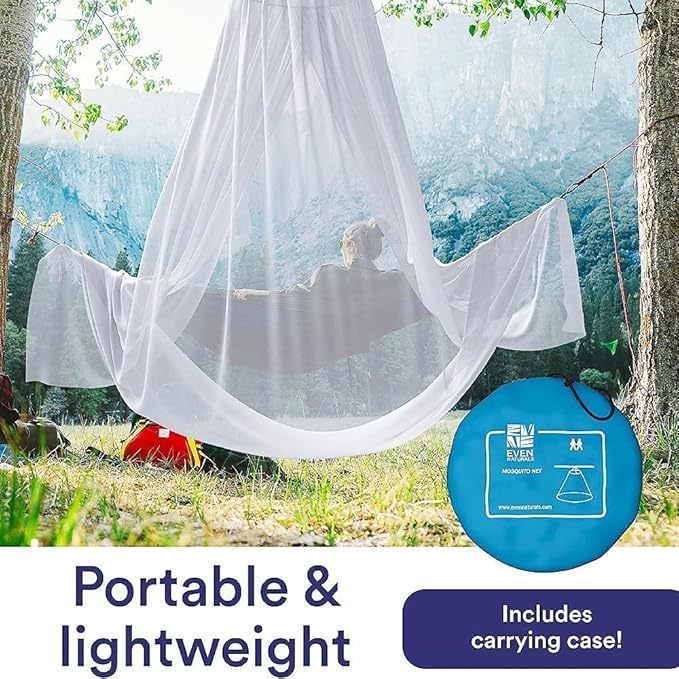 EVEN NATURALS King Size Mosquito Net for Bed - Ultra-Large Mosquito Netting for Bed, Easy Installation, Machine Washable, Luxurious Fine Mesh 300 Holes/inch² - Ideal for Home and Travel - 87"x22"x335"