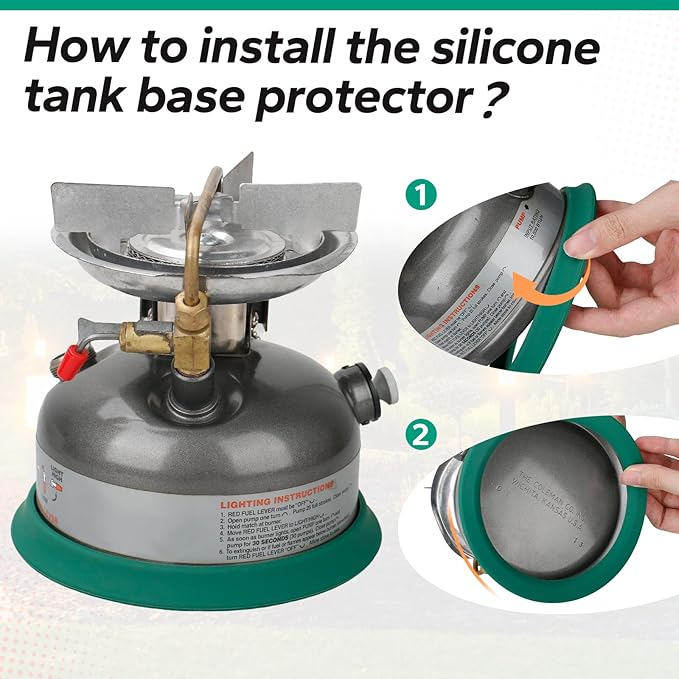 Camping Kerosene Lamp Silicone Base Suitable for Coleman Lanterns Models 200, 242, 335, 321, 502, 533, Improves Grip and Stability（Green）