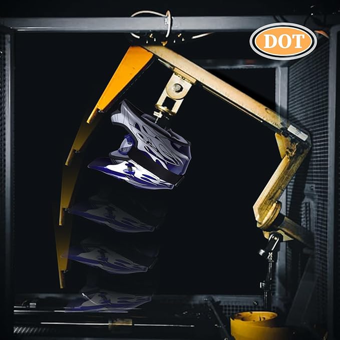 TCT-MOTORPARTS DOT Youth Kids Motocross ATV Four Wheeler Riding Racing Helmets Offroad Street Dirt Bike Go-Kart BMX MX Full Face Helmet Blue Flame Medium Size