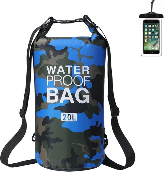 YDYJKI Waterproof Dry Bag Backpack 2L/5L/10L/20L/30L Floating Roll Top Dry Compression Sack Keeps Gear Dry for Kayaking Beach Rafting Boating Hiking Camping and Fishing with Waterproof Phone Case