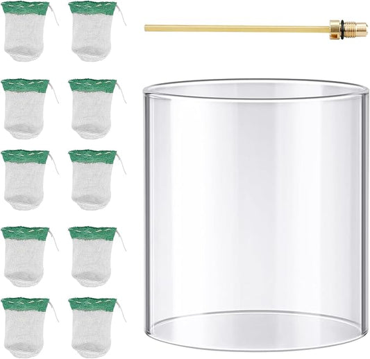 Camping Lantern Accessories for Coleman Lantern Replacement Part Glass Globe, Lantern Mantles, Check Valve and Air Stem Compatible with Standard Shape Coleman Fueled Propane Lanterns ﻿