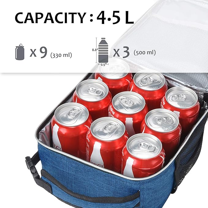 Tirrina Insulated Lunch Box for Men Women, Portable Thermal Small Lunch Bag for Office Work Picnic, Reusable Compact Lunchbox Cooler Tote for Adults,Dark Blue