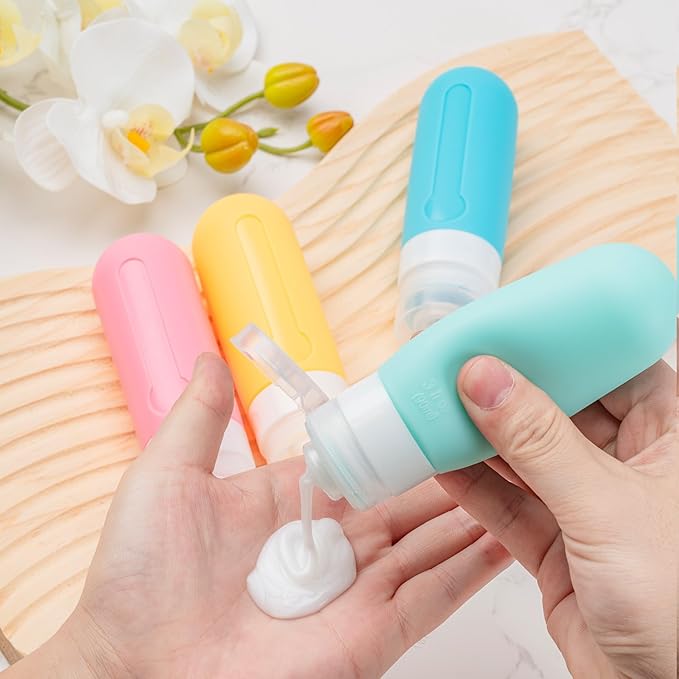 MODENGKONGJIAN 16 Pack Travel Bottles for Toiletries,TSA Approved Silicone Squeezable Travel Shampoo Bottles, 3oz Leak Proof Refillable Toiletry Cosmetic Containers (16PCS/Grey)