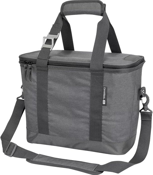 CleverMade Collapsible Insulated Cooler Bag – 30 Can Leakproof Soft Cooler for Beach, Travel, Car – Shoulder Strap, Bottle Opener - Heather Cool Gray/Shadow Gray