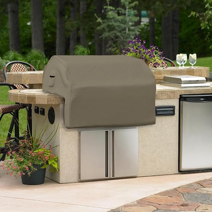 Covers & all Built-in Outdoor Grill Cover, Durable 12 Oz Waterproof Cover Max Material with Air Pocket & Elastic for Snug Fit (57" W x 27" D x 26" H Inches, Beige)