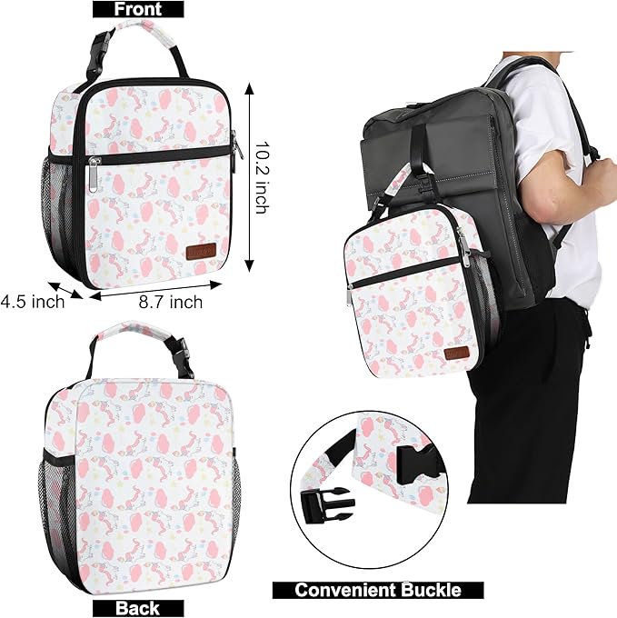 Lunch Box for Men & Women Durable Lunch Bag for Adults Reusable Small Lunchbox White Unicorn