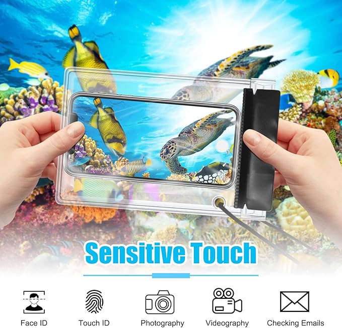 Meetory Clear Waterproof bags Pouch Dry Bags For Camera Mobile Phone Maps Kayak Document Holder,3 Piece Waterproof Plastic Pouch Document Holder Utility Bags for Travel Boating Swimming(Black)