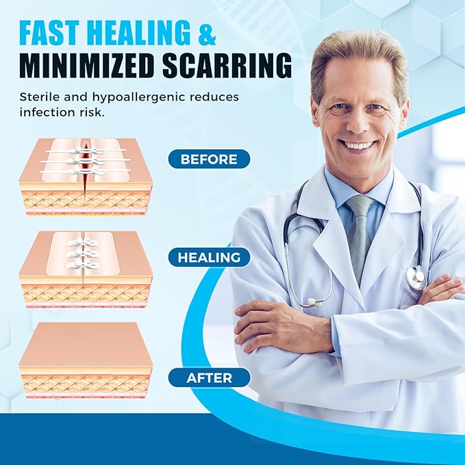 Senvok Butterfly Bandaids with Zip Stitch – 2 Pcs FSA/HSA Eligible Large Wound Closure Strips for Big Wound Care, Quick Clot Emergency Repair, Hospital-Grade Skin Closure for Home & Outdoor Use