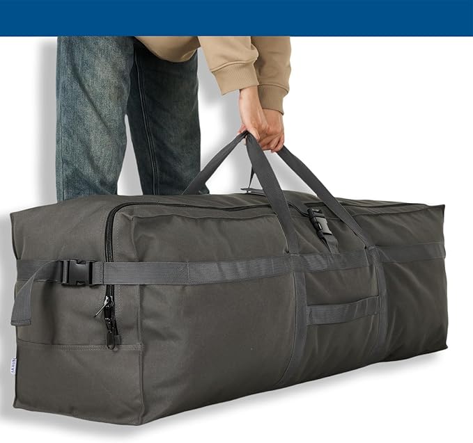 Large Duffel Bag, Waterproof Carry on Weekend Overnight Storage Bag over Luggage for Airline, Travel, Camping, Moving