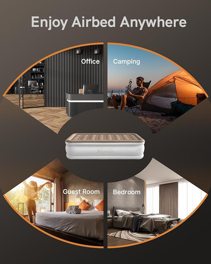 Twin Air Mattress with Built in Pump Raised, Blow up Mattress for Guest Home Camping, Inflatable Mattress Twin Size in 2 Mins Self Inflation, Compact Portable Air Bed, colchones inflables