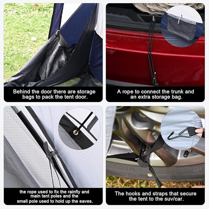 MC TOMOUNT SUV Tent 10ft*10ft*7ft Universal for SUV/CUV/Cars with Rainfly & 2 Doors for Camping Family Camping