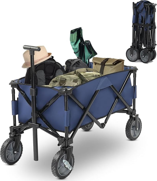 Collapsible Wagon with Big Wheels for Sand, Grocery, Garden, Park, Picnic, Camping, Beach Trip