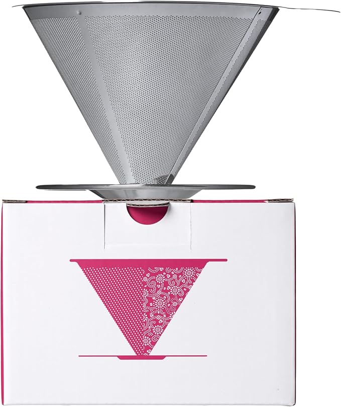 ATHIA Silver Stainless Steel Reusable Coffee Filter, Pour Over Cone Dripper with Fine Mesh, Paperless & Eco-Friendly Design, Fits Most Mugs, Carafes & Coffee Makers (Silver, Standard)