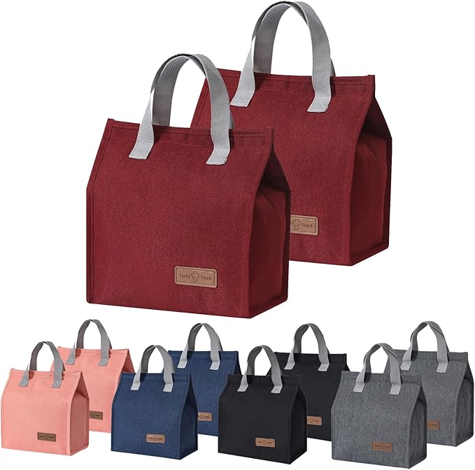 Lunch Bag Insulated, Lunch Box Bag, Reusable Lunch Tote Bag, Lunch Box Container Bag Insulated for Women, Men, Work, Office, Travel (2, red)