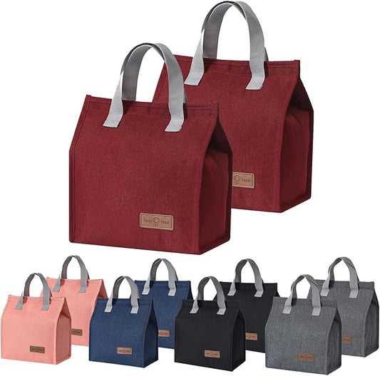 Lunch Bag Insulated, Lunch Box Bag, Reusable Lunch Tote Bag, Lunch Box Container Bag Insulated for Women, Men, Work, Office, Travel (2, red)