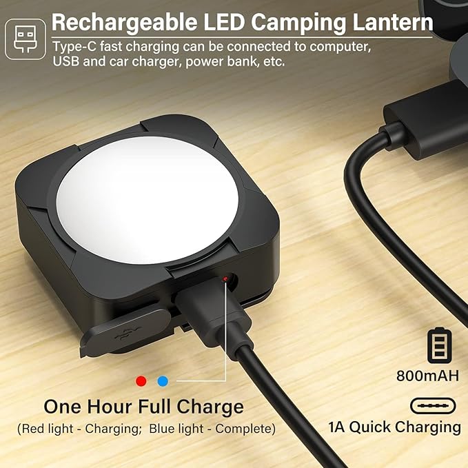 Rechargeable Camping Lights FLY2SKY 2Pcs Black Tent Lights Mini Flashlight Portable LED Camping Lantern Survival Gear Camping Accessories for Hiking Backpacking Fishing Hurricane Emergency Outage