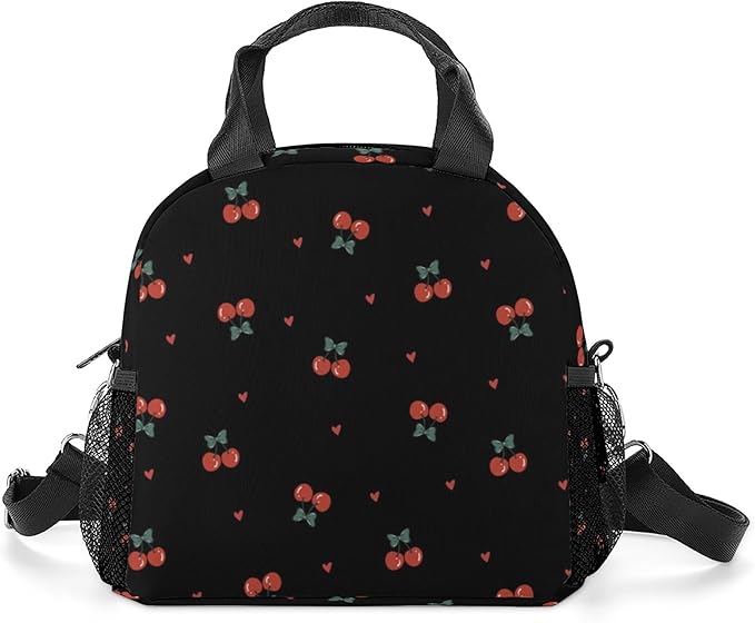 Lunch box Kids,Insulated Cat Lunch Bag Cute Small Pink Lunch Totebag Reusable Leakproof Corgi Lunch Bag With Shoulder Strap for Girls Boys Women School Work Picnic (black cherry)